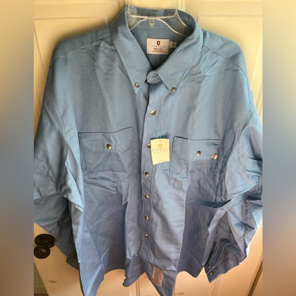 Tyndale Men’s NWT FR Light Blue Button Down HRC2‎ USA Made Work Shirt - Picture 1 of 8